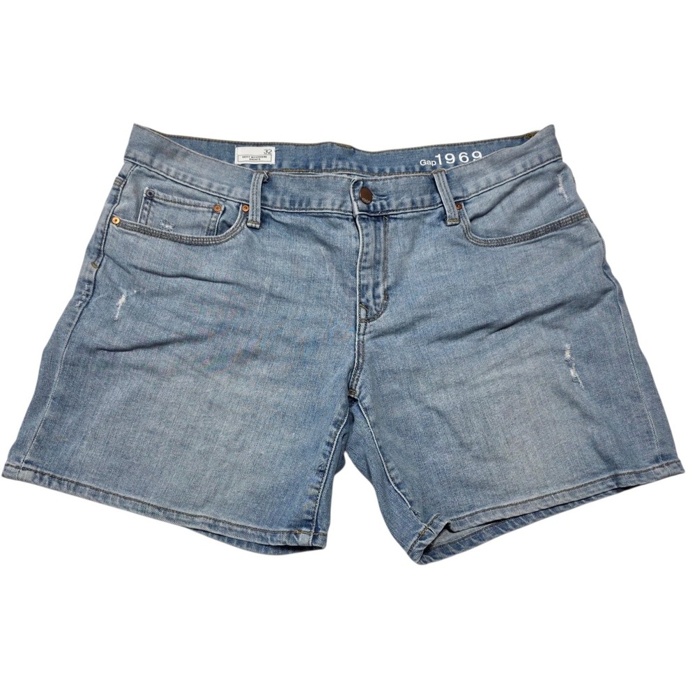 Gap Sexy Boyfriend Shorts Womens 32 Blue Denim Distressed Summer Casual